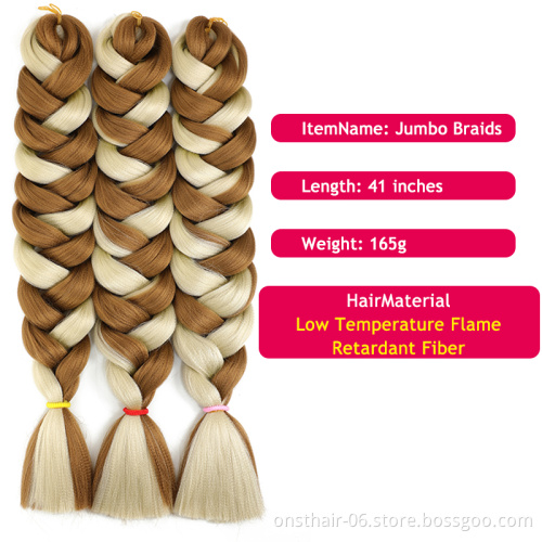 Crochet Braiding hair 41 inch Jumbo Extensions Synthetic Braid Hair Extensions For Women Ombre Two Tone Color colored hair wicks